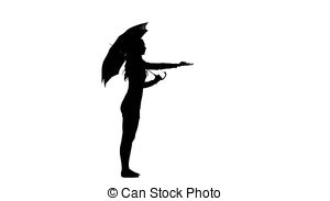 300x183 Girl With Umbrella Video Silhouette. Girl Is Standing In