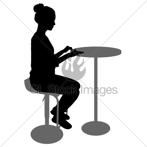 500x500 Silhouette Girl Sitting On A Chair White Background Gl Stock Images