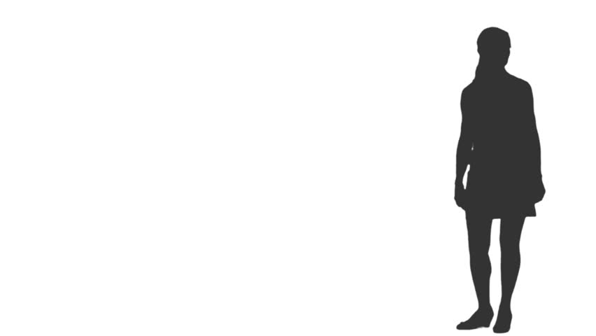 852x480 Silhouette Of A Girl Walking Around And Watching Something. Back