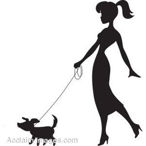 300x300 Silhouette Of A Young Woman Walking A Dog Applique Pattern