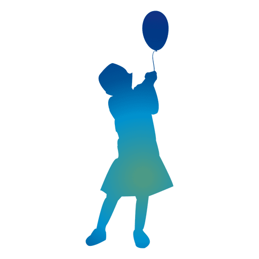 512x512 Girl Playing With A Balloon Silhouette
