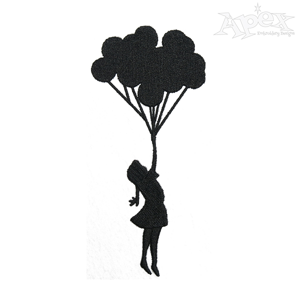 600x600 Girl With Balloon Embroidery Design