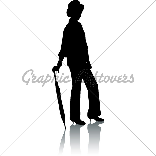 500x500 Silhouette Woman With Umbrella Gl Stock Images