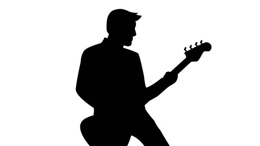 852x480 Silhouette Of A Guitarist Playing The Guitar. Black And White