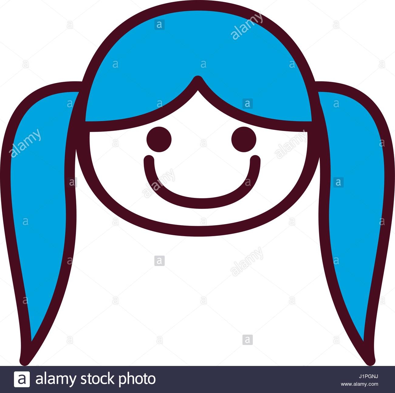 1300x1293 Clip Art Hand Drawing Silhouette Front Face Girl With Blue