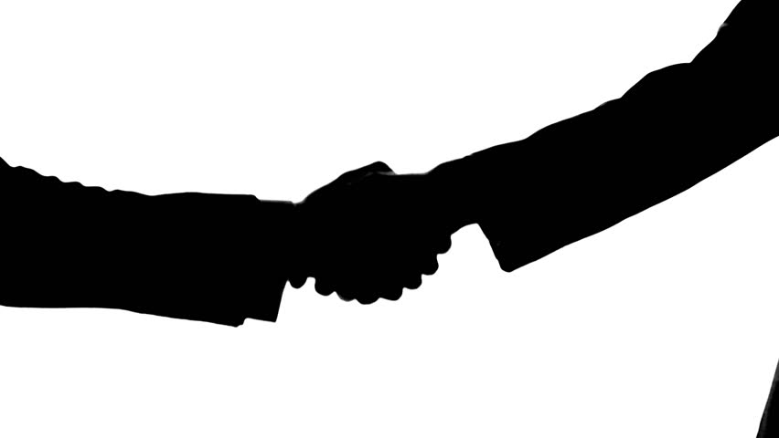 852x480 Businessmen Shaking Hands With Each Other, Silhouette, Going