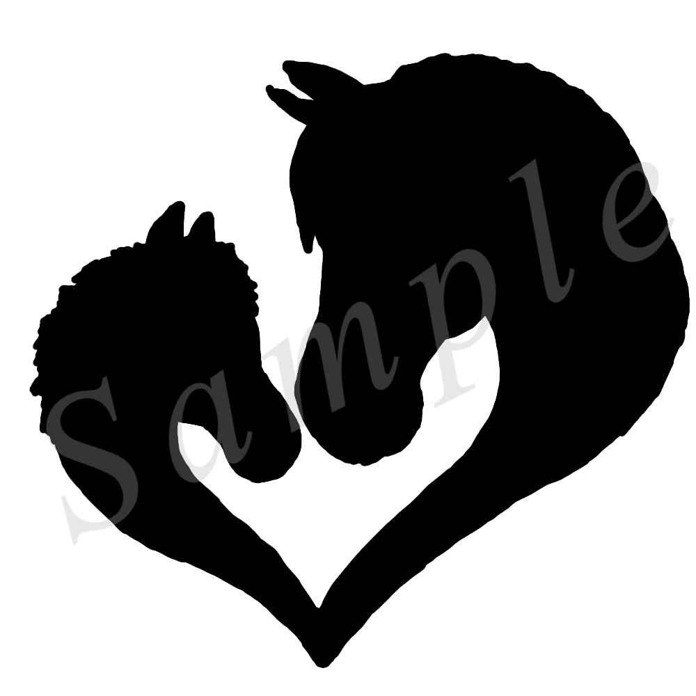 1000x1000 Mare Amp Foal Heart Silhouette Image Png For Making Tshirt