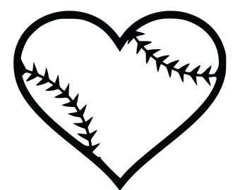 340x270 Softball Heart Clipart Black And White