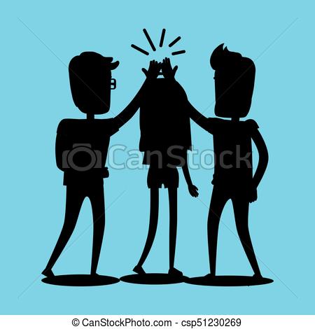 450x470 Silhouettes Of Guys And Girl Clap Hands Together . Clip Art