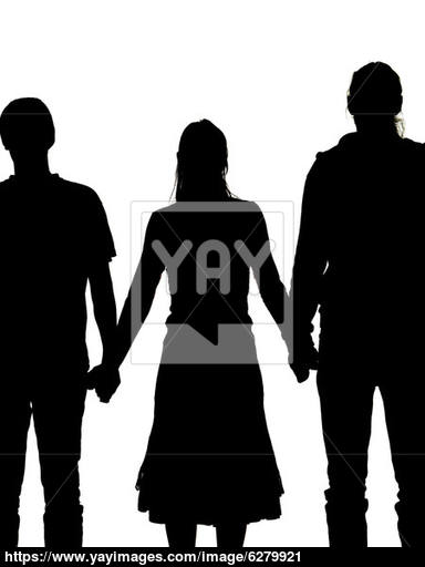 384x512 Silhouette Of A Woman And Two Men Holding Hands Image