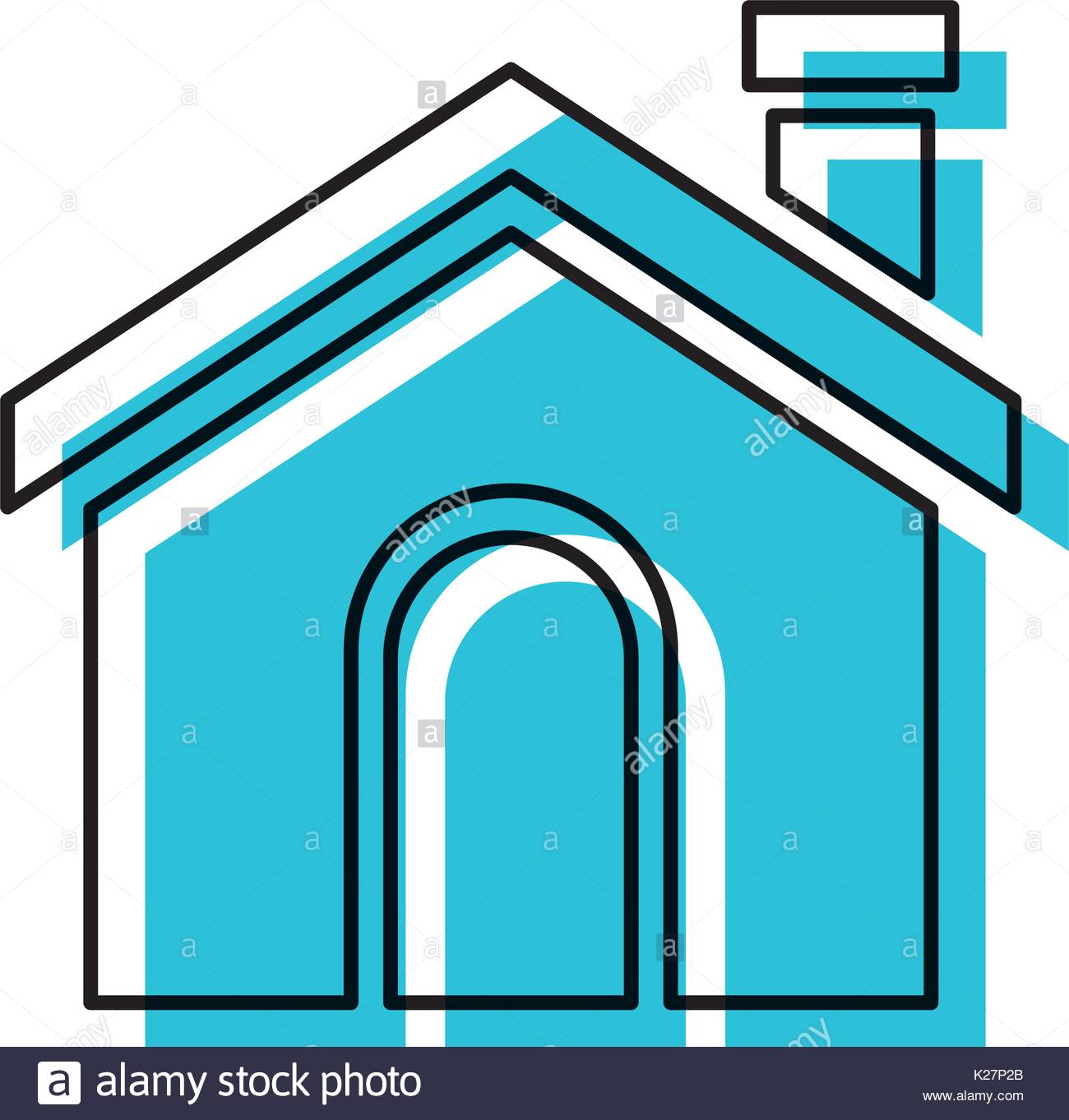 1300x1362 Blue Watercolor Silhouette Of House With Chimney Stock Vector Art
