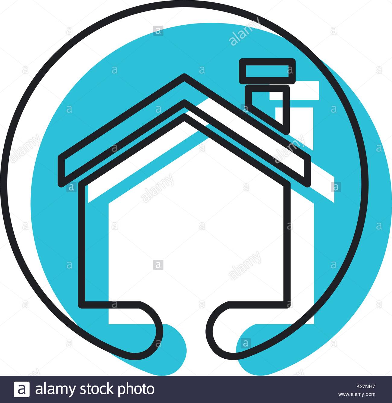 1300x1337 Watercolor Circular Emblem Silhouette Of House With Chimney Stock