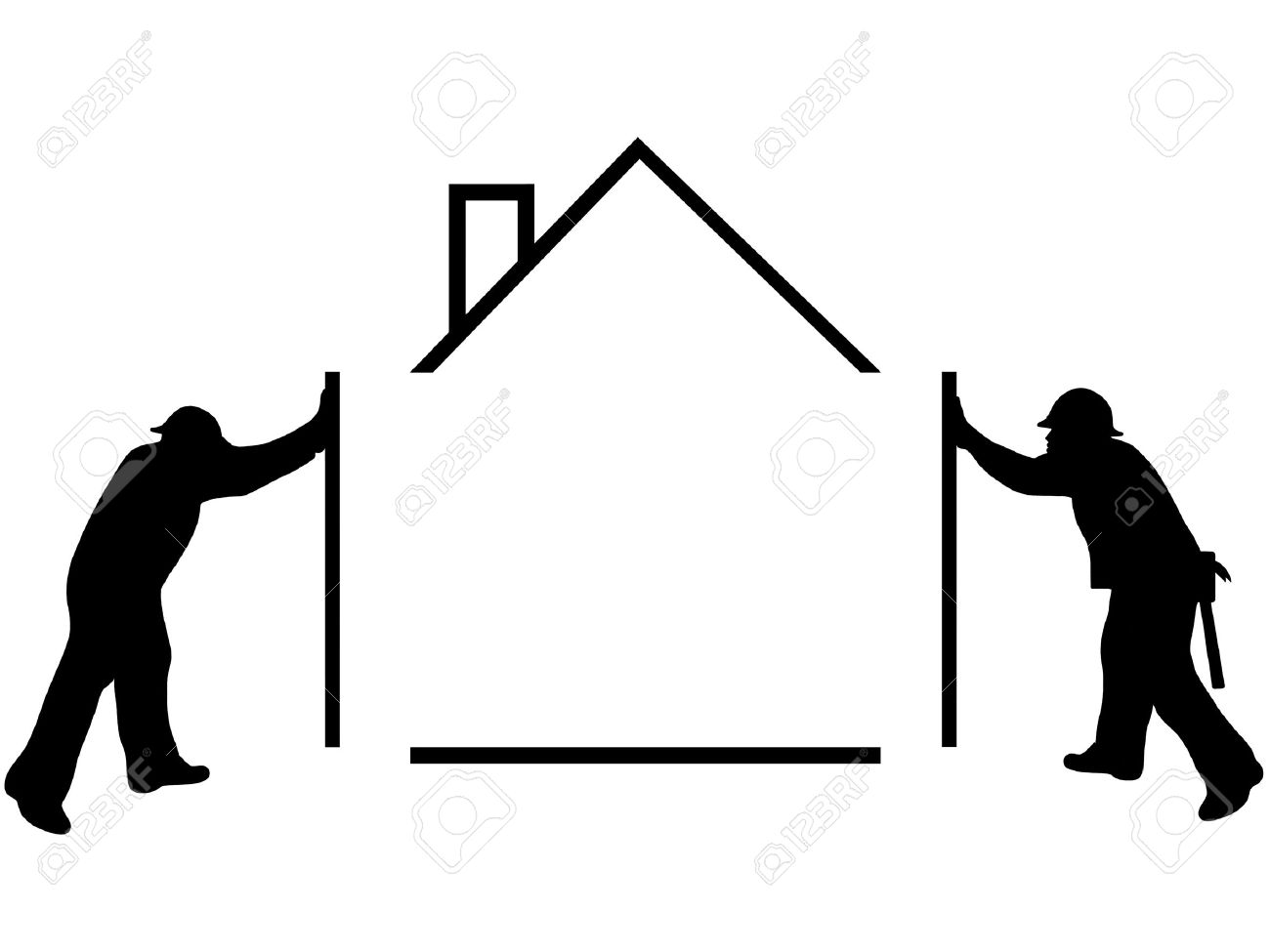 1300x975 People Building A House Clipart