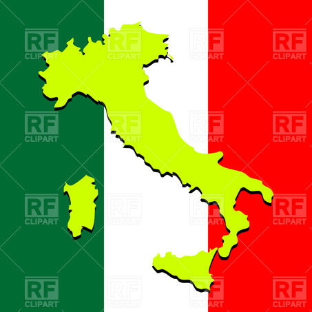 453x453 Silhouette Of Italy Map Over Flag Royalty Free Vector Clip Art