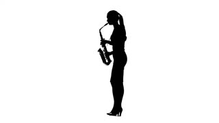 320x180 Silhouette Of A Musician Who Plays The Saxophone On A White
