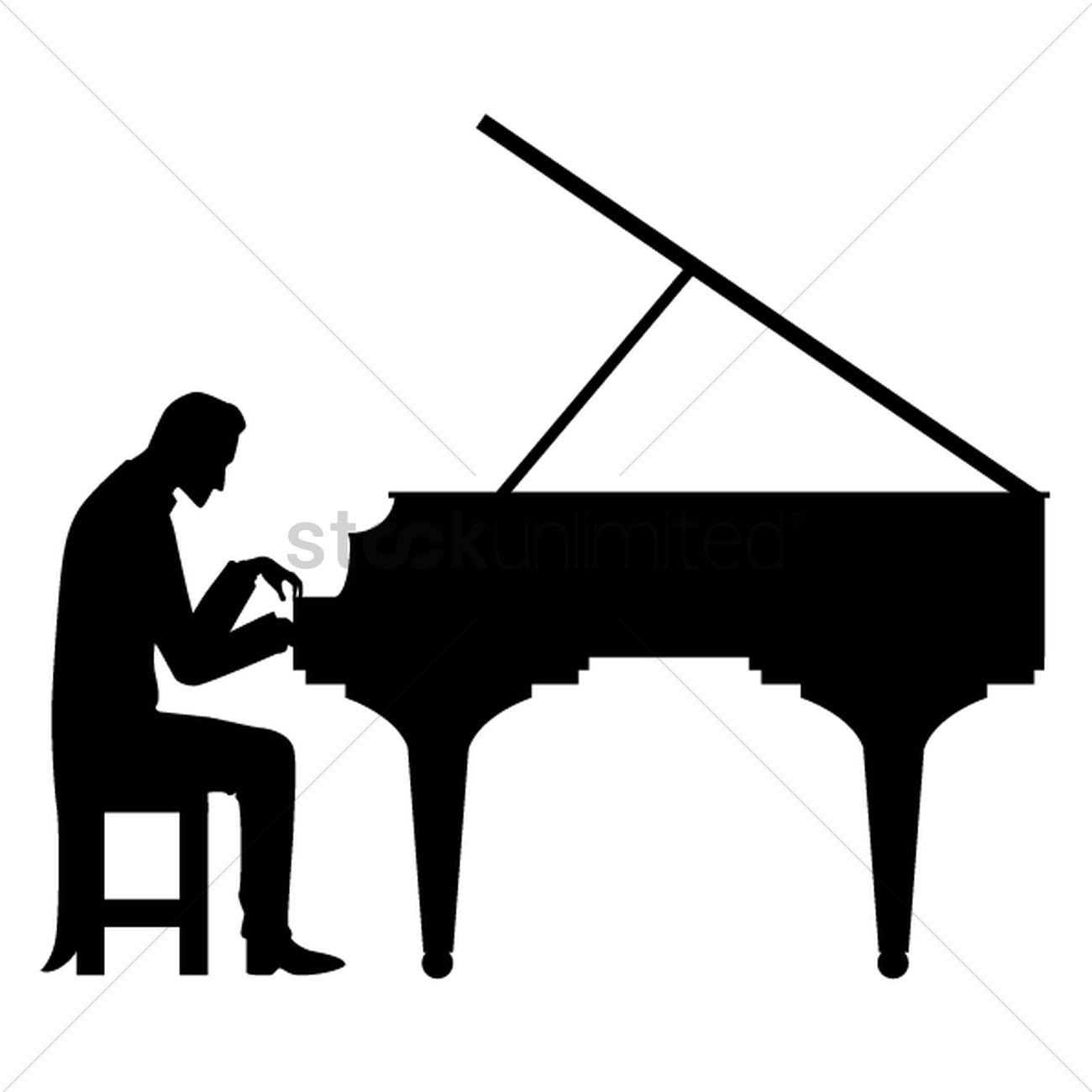 1300x1300 Silhouette Of Man Playing Piano Vector Image