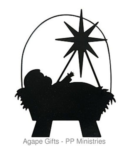 436x500 Fe Otc Christmas Religious Black Metal Ornament Silhouette Baby