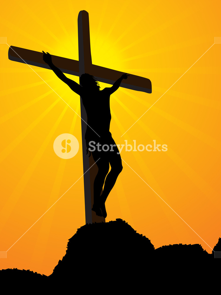 750x1000 Mountain Background With Jesus In Cross Royalty Free Stock Image