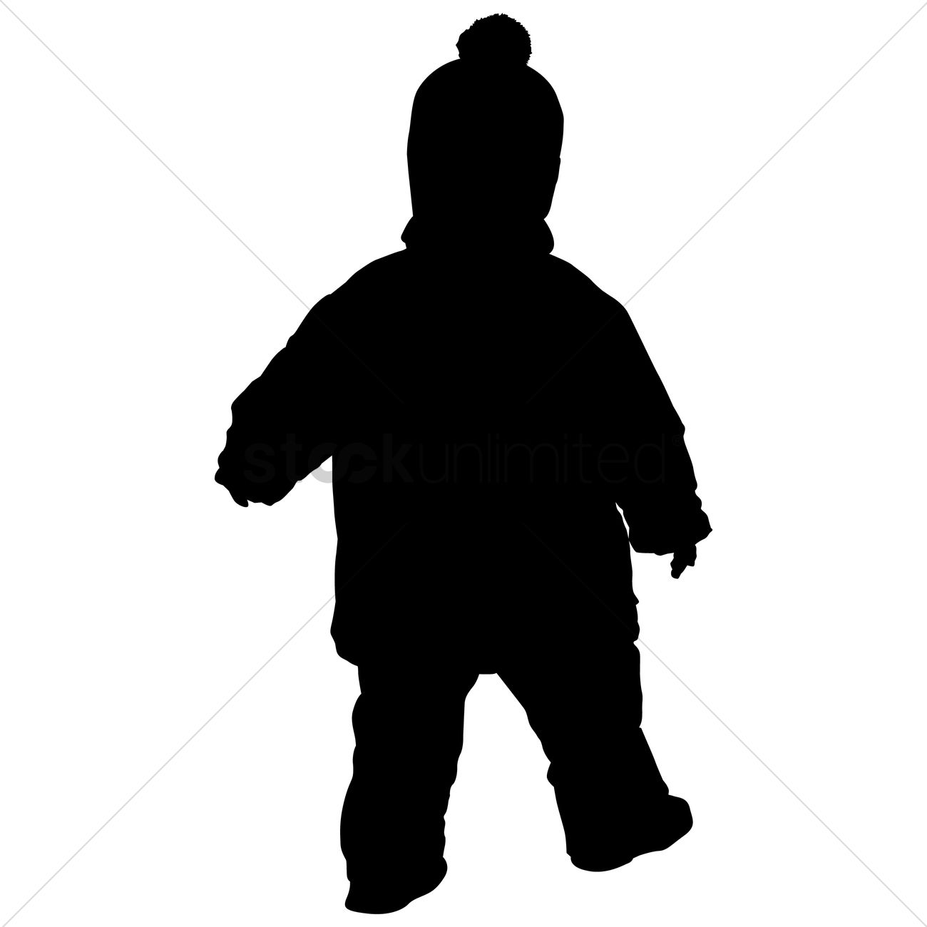 1300x1300 Silhouette Of A Kid Wearing Winter Clothes Vector Image