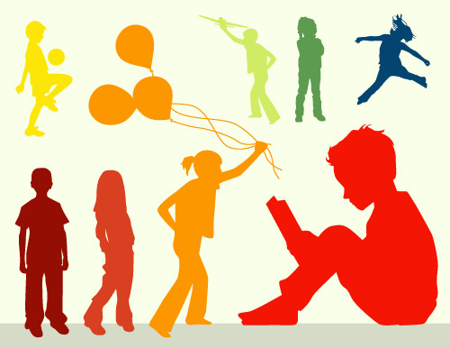 500x386 Download Free Kids Silhouettes In Vector Format