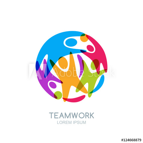 500x500 Colorful Abstract Happy People In Circle Shape. Vector Logo