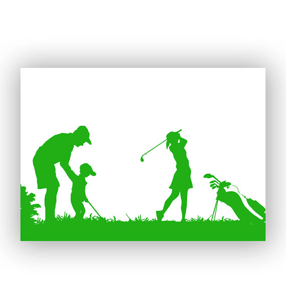 570x570 Father And Kids Playing Golf Fine Art Print Silhouette Wall