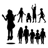 160x160 Baby Toddler Playing Crawling Silhouettes Set Smooth