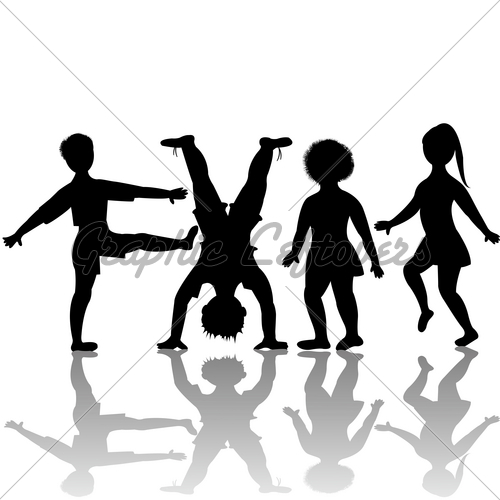 500x500 Children Silhouettes Playing Gl Stock Images