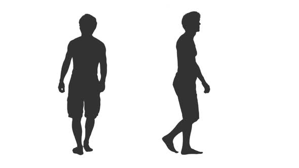 590x332 Silhouette Of Man In Shorts Walks Barefoot, Alpha Channel By Mgpremier