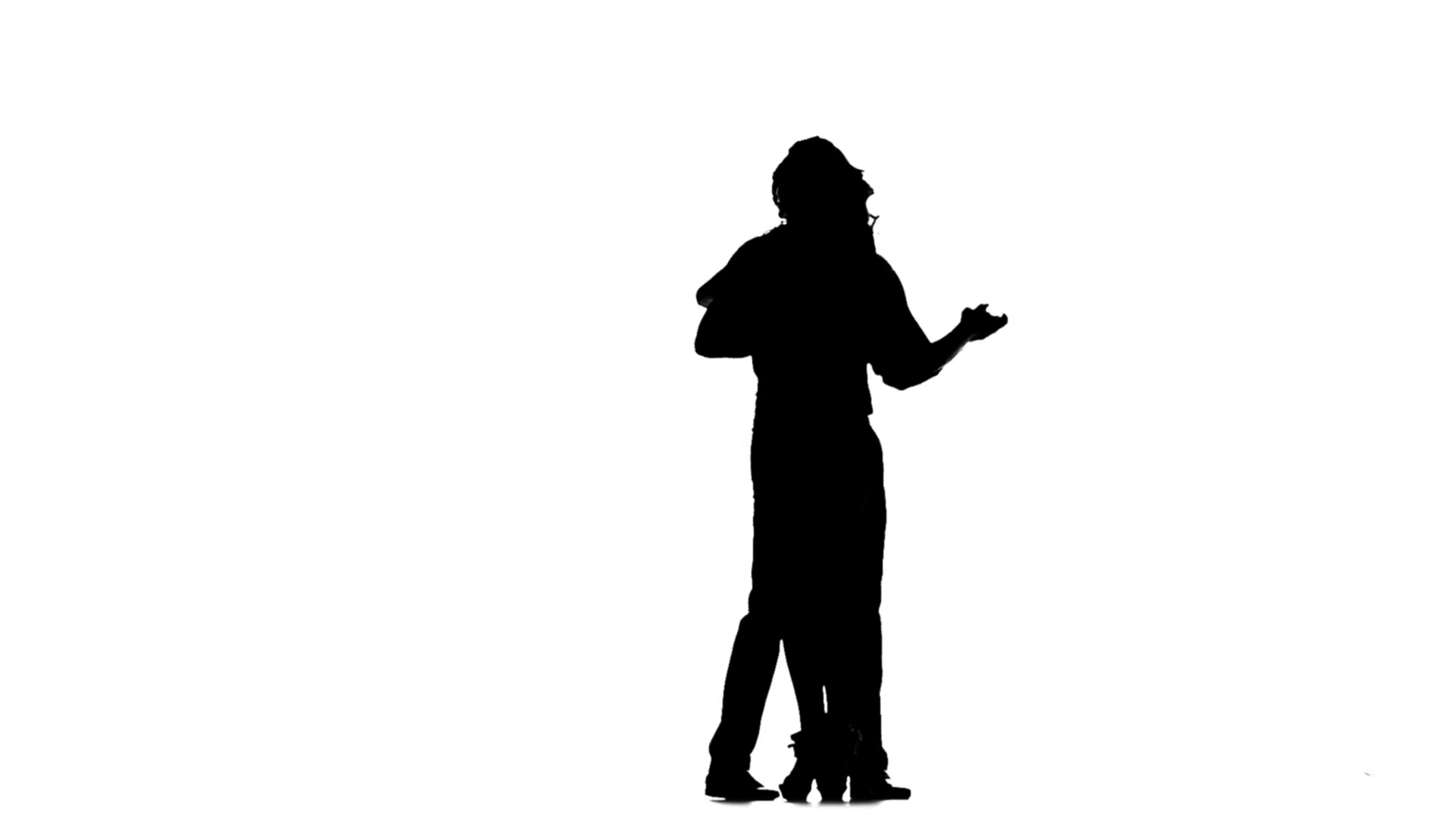 1920x1080 Couple Lovers Man And Woman Dancing Tango In Studio. Silhouette