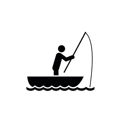 416x416 Man In Boat Fishing Icon Premium Clipart