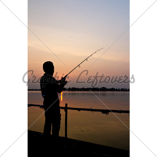 325x325 Child And Man Silhouettes Fishing Gl Stock Images