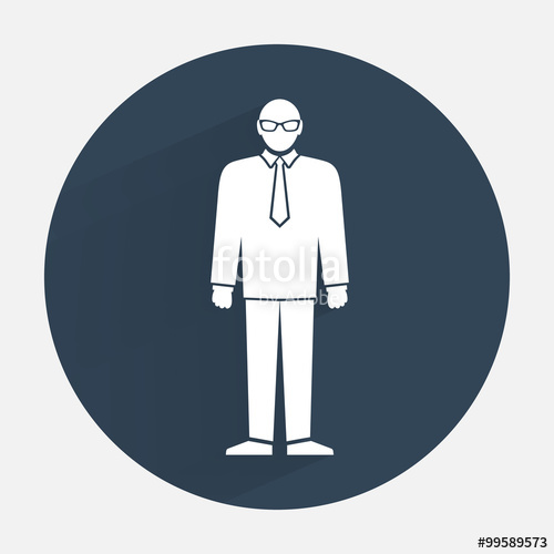500x500 Man Icon. Office Worker, People Symbol. Standing Figure In Suit