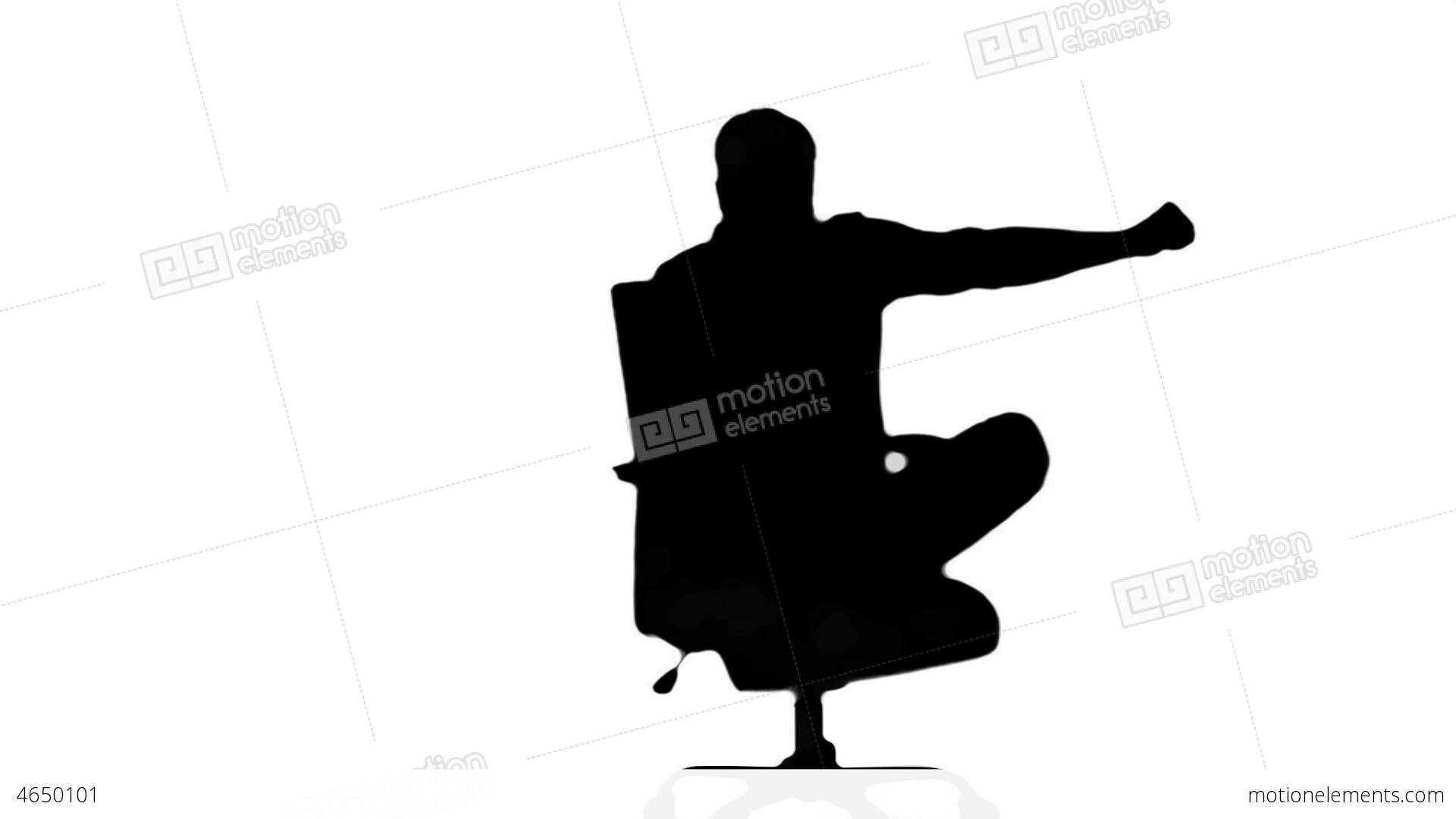 1920x1080 Silhouette Of Man Turning Of Swivel Chair On White Stock Video