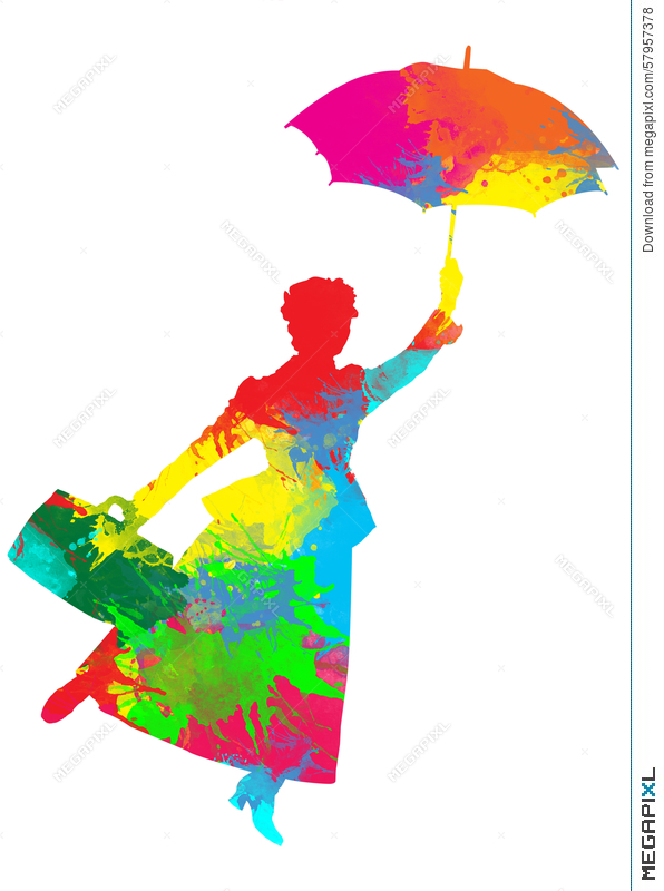 596x800 Mary Poppins Silhouette Illustration 57957378