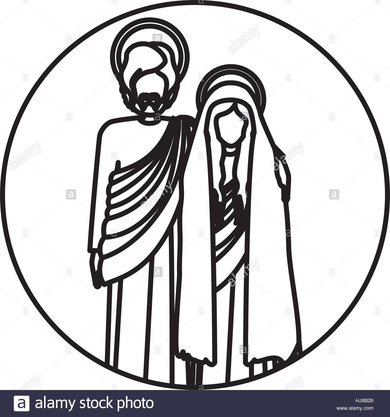 1300x1390 Circular Shape With Silhouette Virgin Mary And Saint Joseph