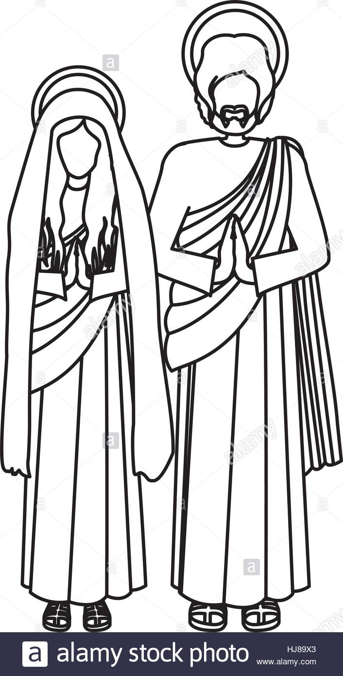706x1390 Silhouette Virgin Mary And Saint Joseph Praying Vector
