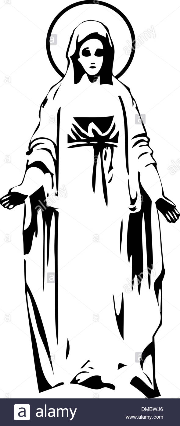 590x1390 The Vector Virgin Mary Statue Silhouette Stock Vector Art