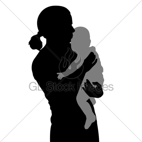 500x500 Mother Holding Baby Silhouette Gl Stock Images