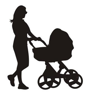 306x330 Mother And Baby Stroller Silhouette 2 Decal Sticker