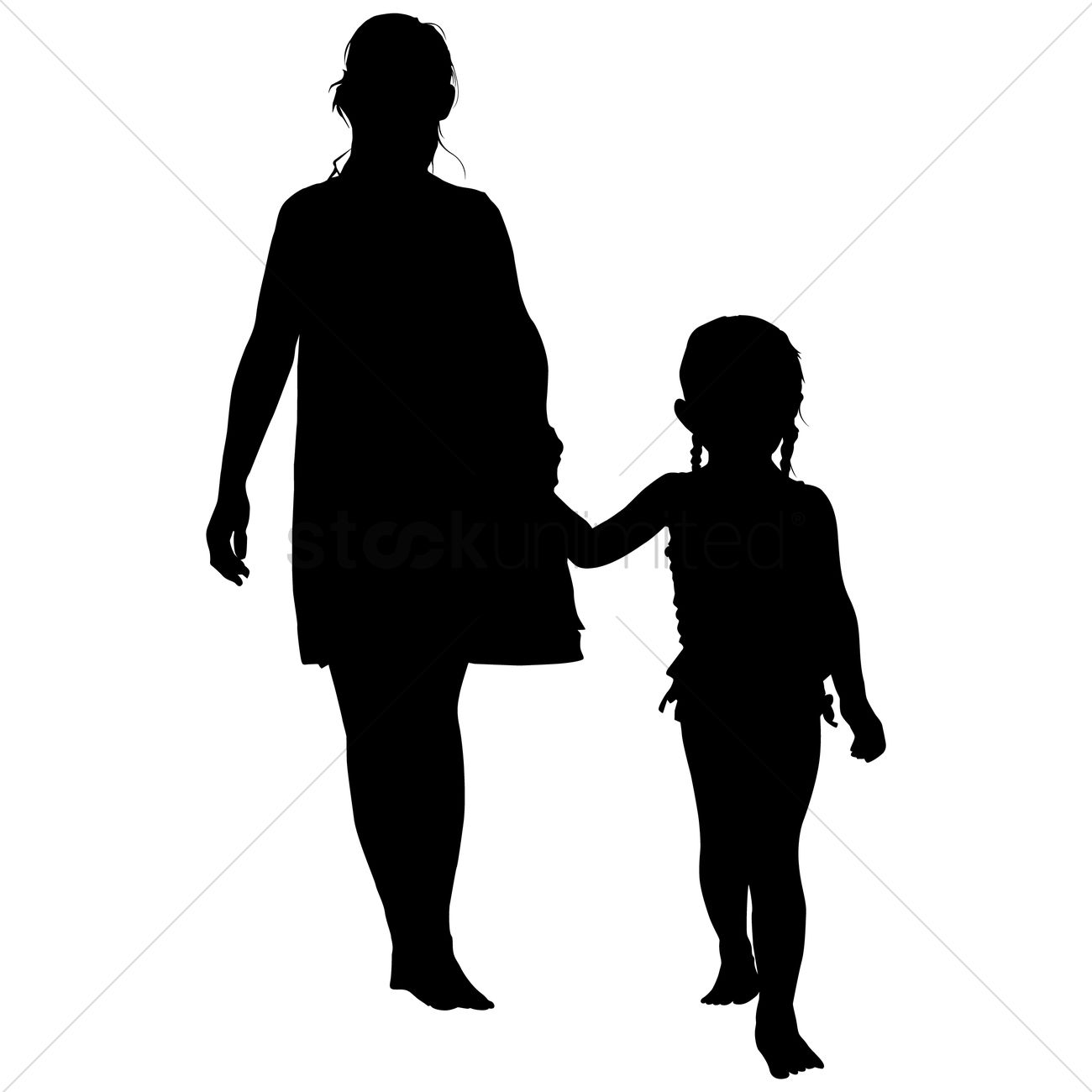 1300x1300 Silhouette Of A Mother With Her Child Vector Image