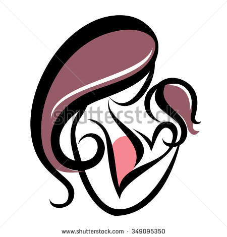 450x470 Mother And Her Daughter Silhouette, Isolated Vector Symbol Of Mom