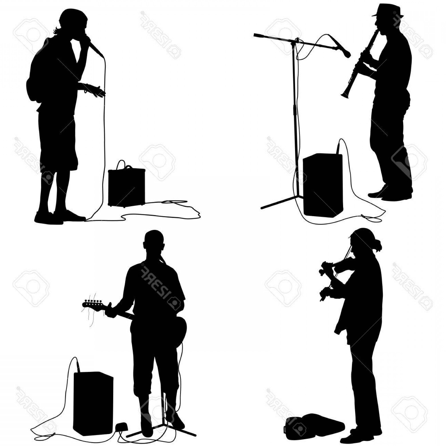 1560x1560 Photostock Vector Set Silhouettes Musicians Playing Musical