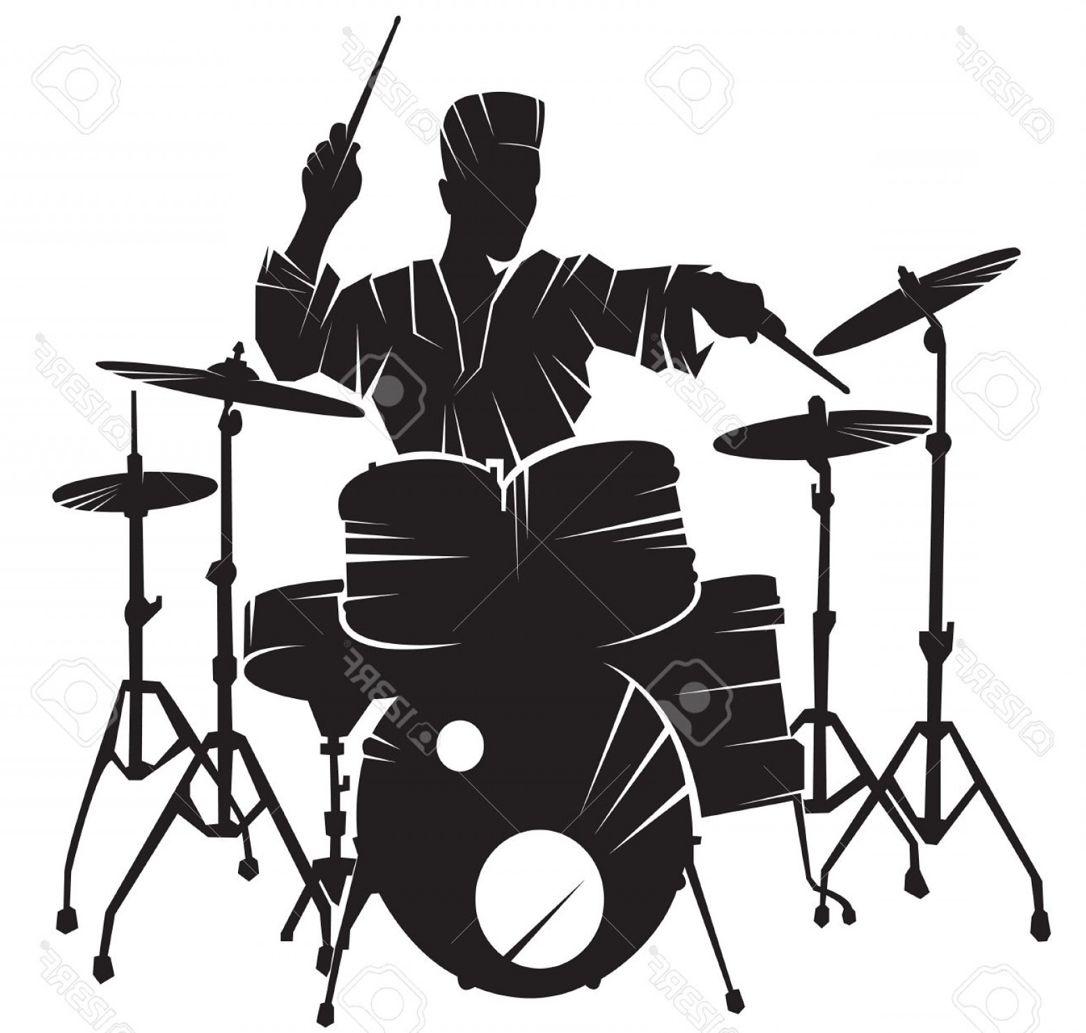 1560x1484 Photostock Vector The Musician Playing Drum Setting Vector