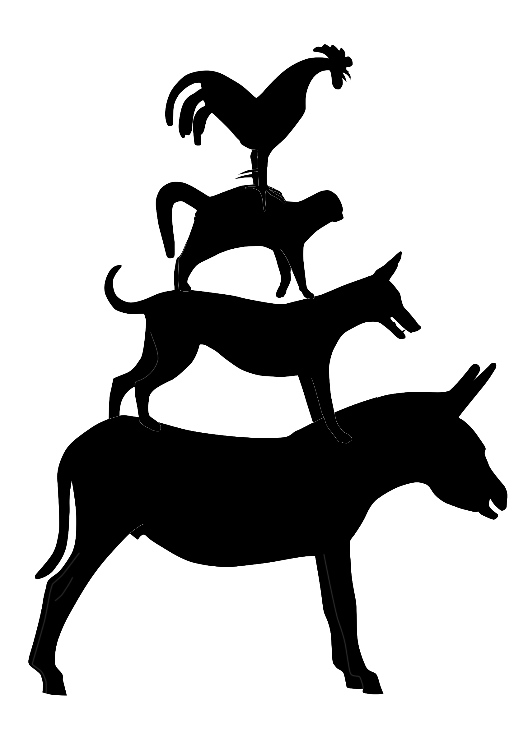 1697x2400 The Musicians Of Bremen Silhouette Vector Clipart Image