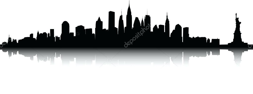 1022x382 New York Skyline Outline With La New Skyline Silhouette New York