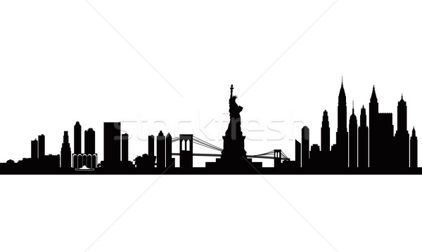 600x359 New York City Skyline Detailed Silhouette Vector Illustration