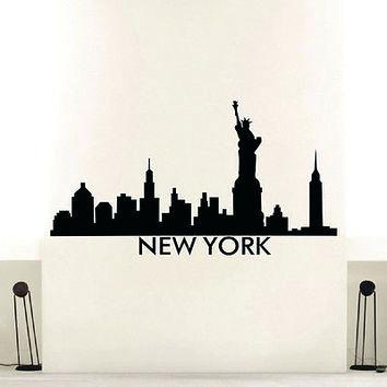 354x354 New York Skyline Silhouette Wall Decal