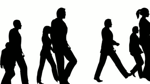 480x268 Silhouette Of People Walking, Loopable. ~ Hi Res