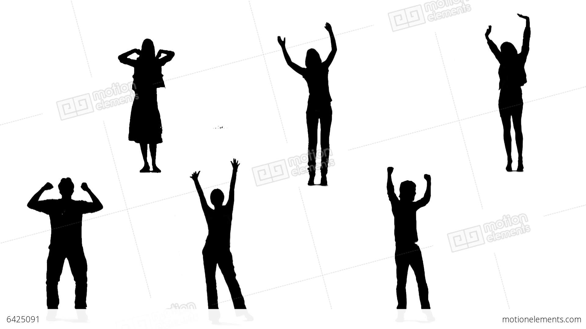 1920x1080 Silhouettes Of Young People Who Raise Arms Up 1 Stock Animation
